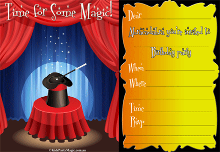 Free printable magic birthday party invite for kid's magic show